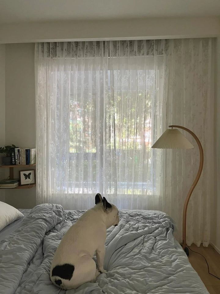 French Romantic Rose Cutout Pattern Gauze Curtain