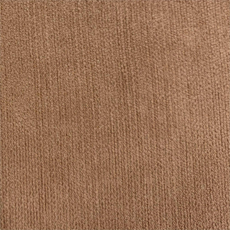 Close-up of textured light brown blackout curtain fabric, thermal window covering material