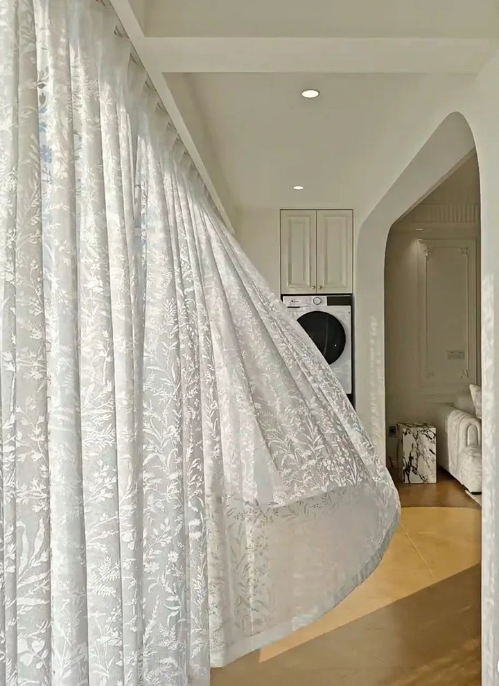 French Roman Rose Cutout Pattern Gauze Curtain (non customized)