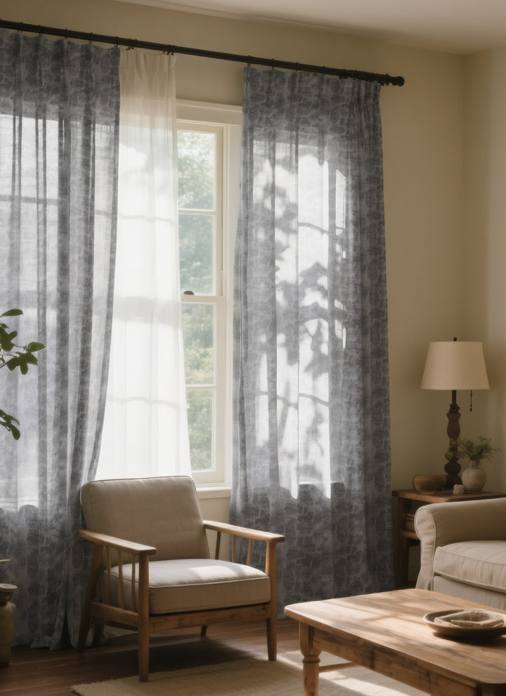 Whispering Ink Blossom Curtains: Elegant Tranquility in Abyssal Serenity