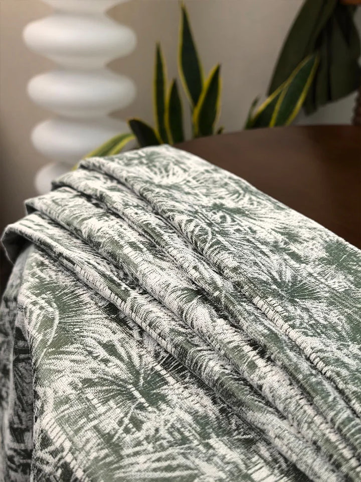 Vintage  Curtains With Palm Leaf Texture