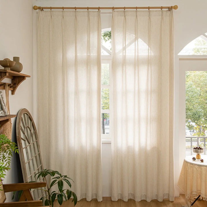 Flora-Lin Luxury Rhombus Texture Linen Curtains