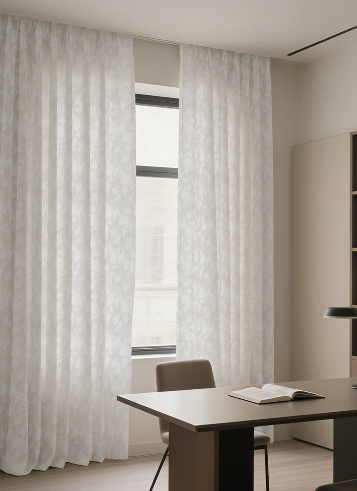 Nature-Inspired Whispering Leaf Sheer Curtains-allowing natural light to softly cascade through, enhancing the elegance of any room.
