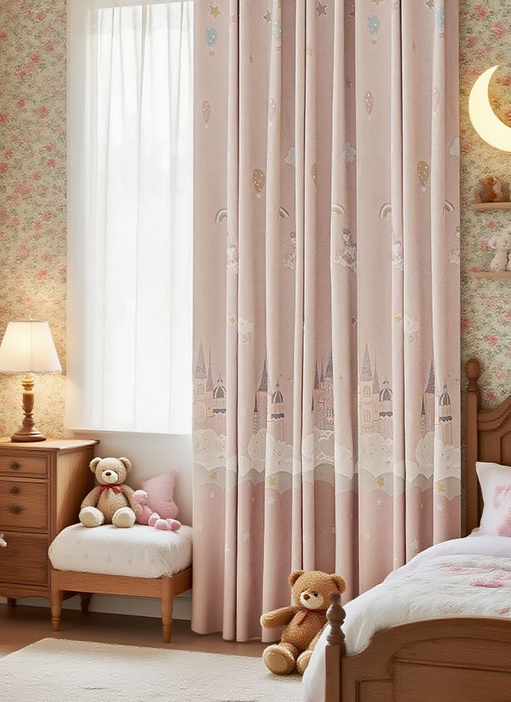 ‌Dreamy Pink Bubble Wonderland Curtains for Girls' Room