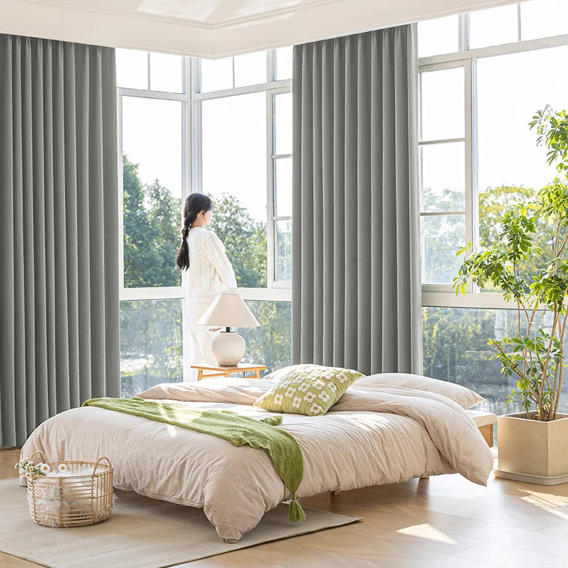 3D Vertical Stripe Texture Chenille Curtains