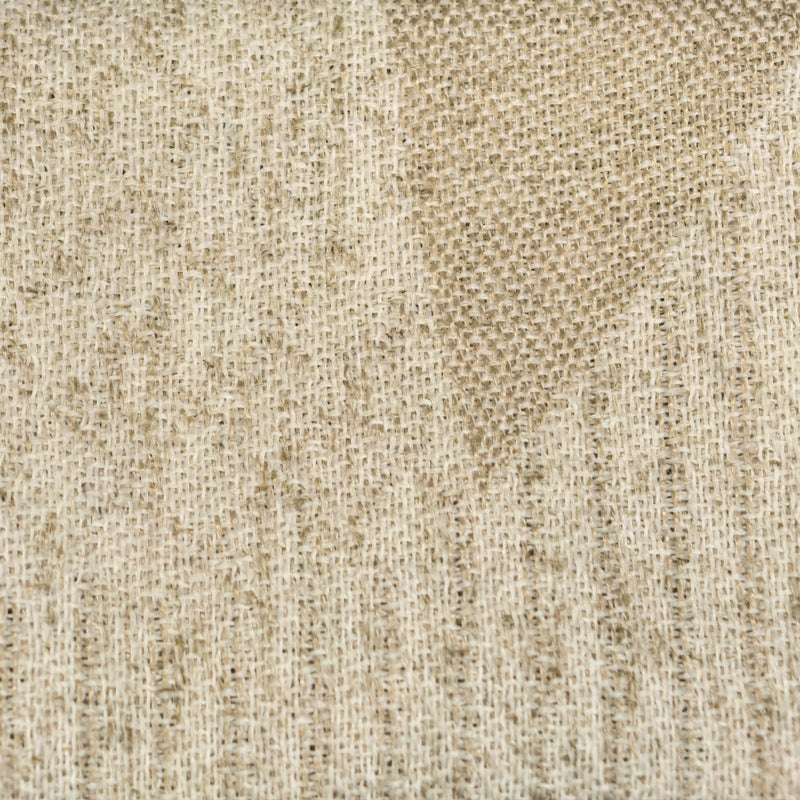 Close-up of textured beige curtain fabric, showcasing natural woven pattern