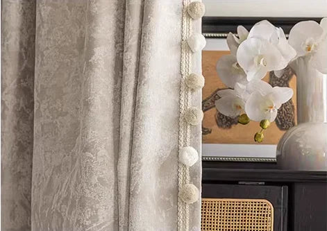 French Retro Chenille Blackout Curtains-2024 Fashion Downton Abbey Lace Fabric