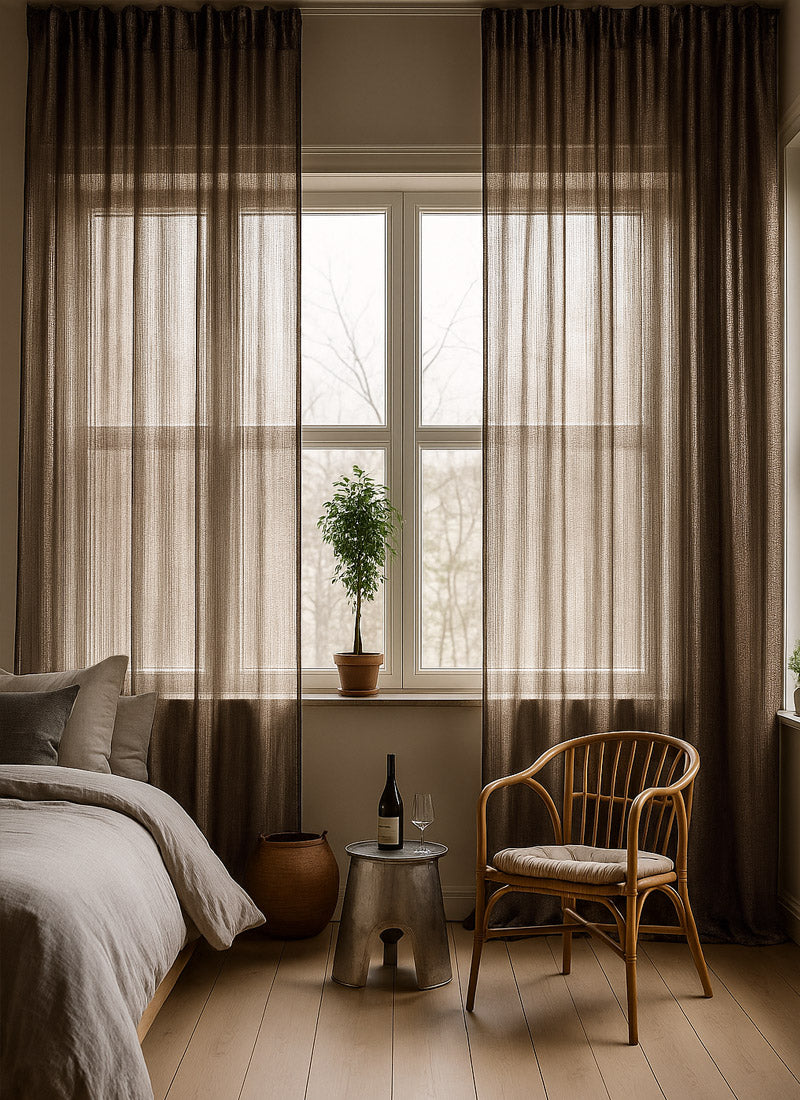 Semi Sheer Curtains With Flowing Yarn