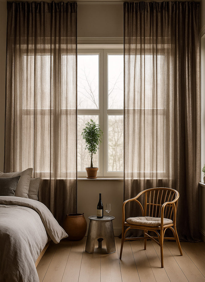 Semi Sheer Curtains With Flowing Yarn