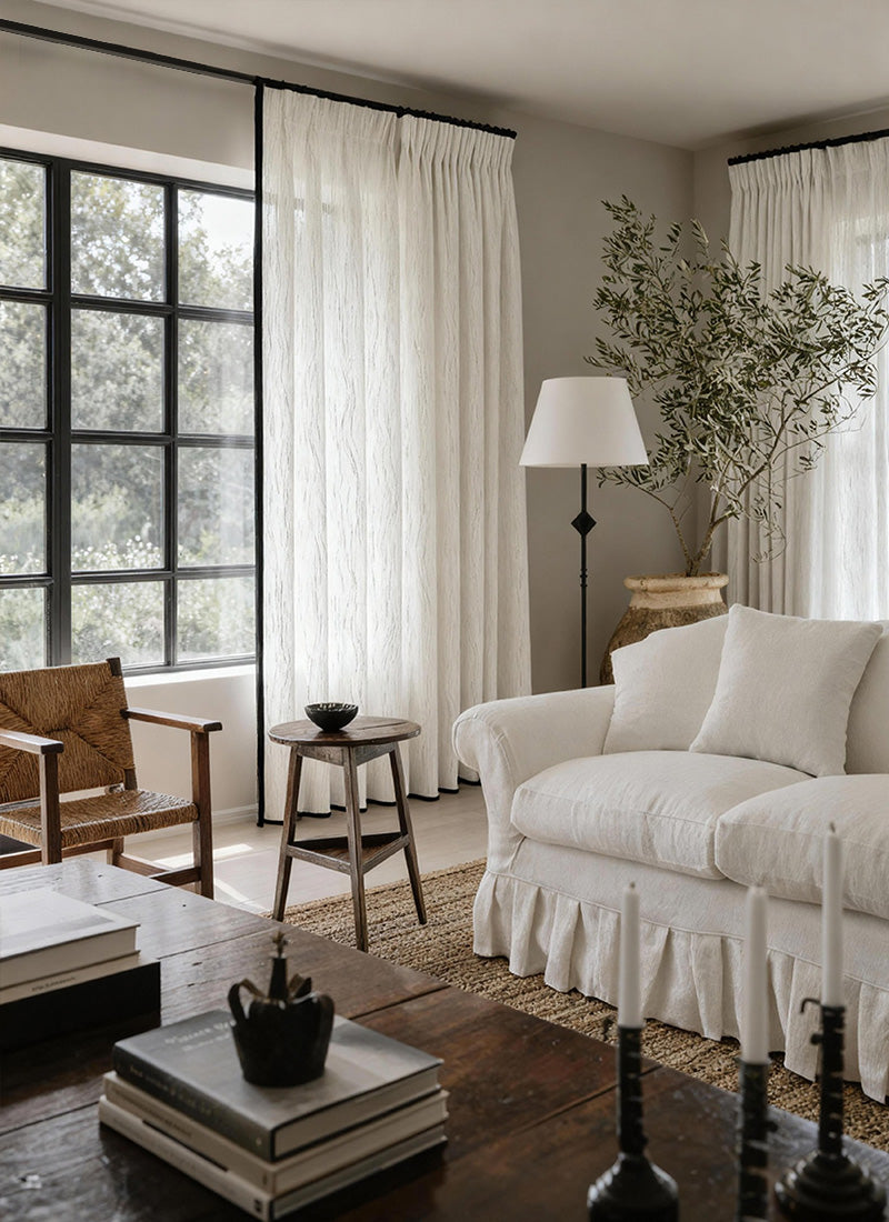 Embroidered Linen Curtains | Nature-Inspired Artistry