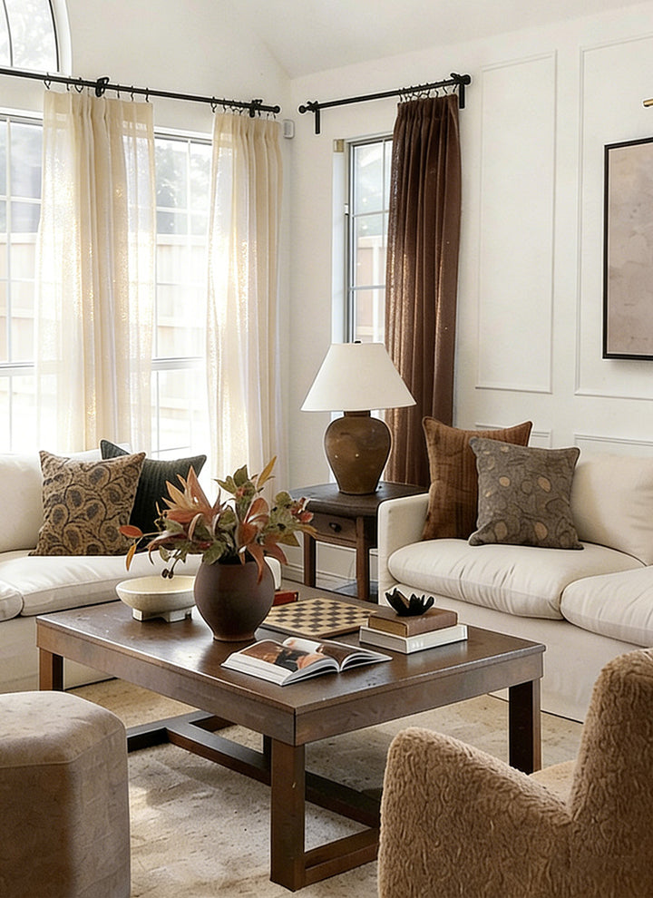 Semi Sheer Curtains With Flowing Yarn