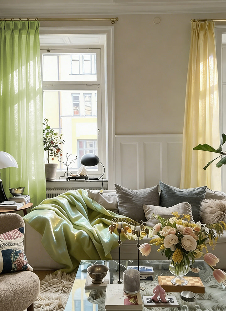 Dreamy Sheer Curtains for Living Room Woven With Golden Thread