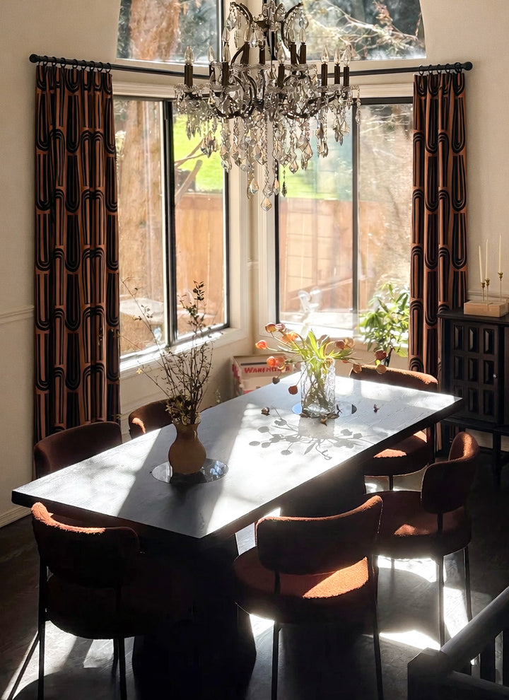 Abstract Geometric Designer Curtains – Artistic Textured