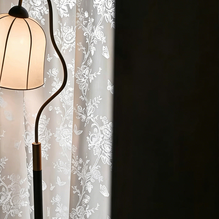 French Romantic Rose Cutout Pattern Gauze Curtain