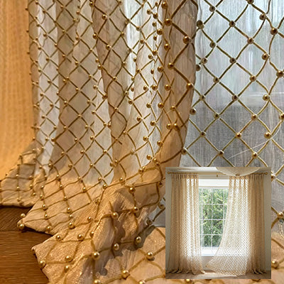 Pearl Grid Sheer｜Sheer curtain fabric sample｜