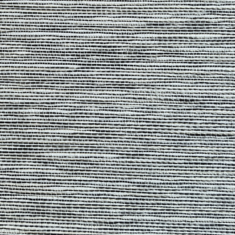 Close-up of textured gray woven curtain fabric with horizontal linear pattern