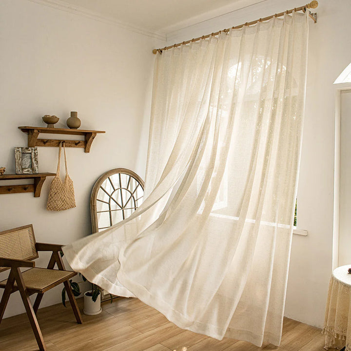 Herb-Lin Ivory Linen Sheer Curtains