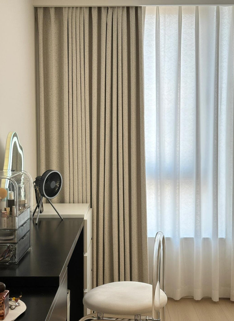 ‌Coastal Waffle Chenille Curtains – Rose Coast Inspired, Soft & Modern