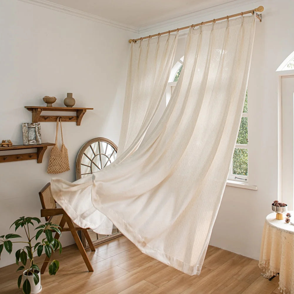 Flora-Lin Luxury Rhombus Texture Linen Curtains