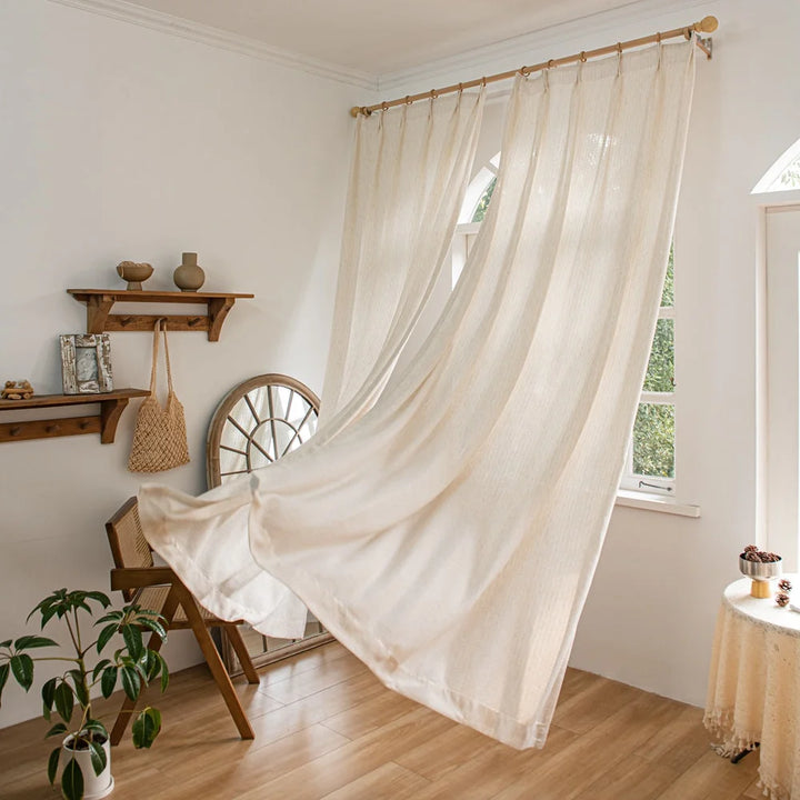 Flora-Lin Luxury Rhombus Texture Linen Curtains