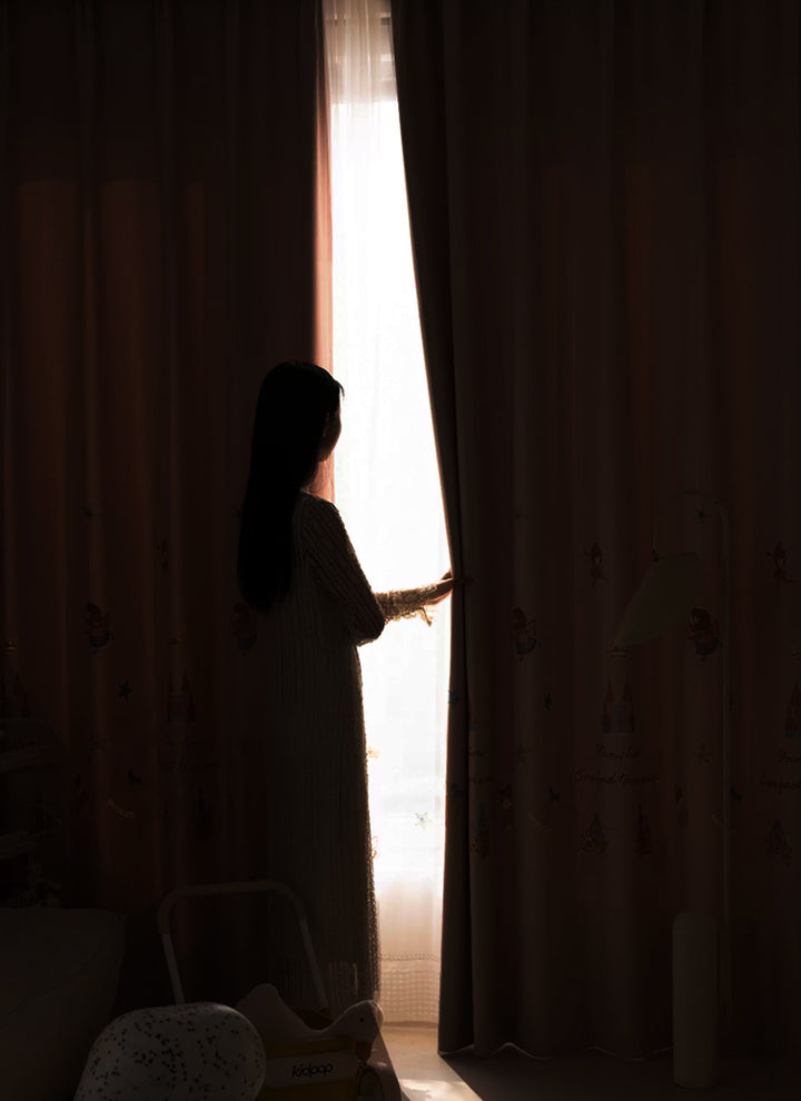 ‌Dreamy Pink Bubble Wonderland Curtains for Girls' Room