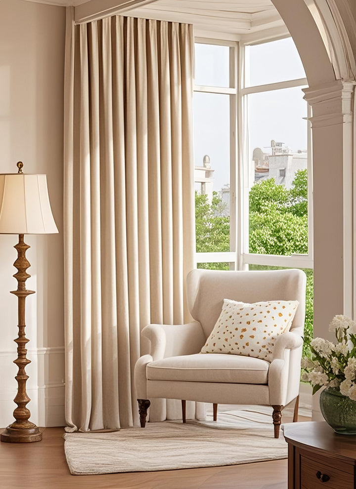Double-sided With Rice Grains Texture Linen Blend Curtain
