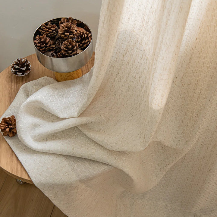 Flora-Lin Luxury Rhombus Texture Linen Curtains