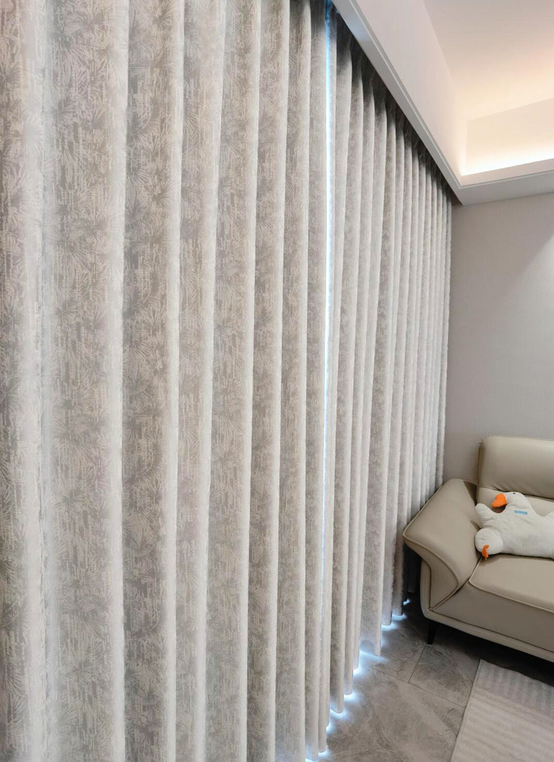 Vintage  Curtains With Palm Leaf Texture