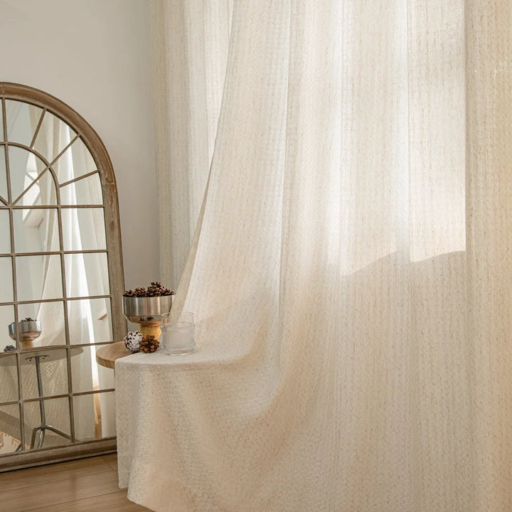 Flora-Lin Luxury Rhombus Texture Linen Curtains