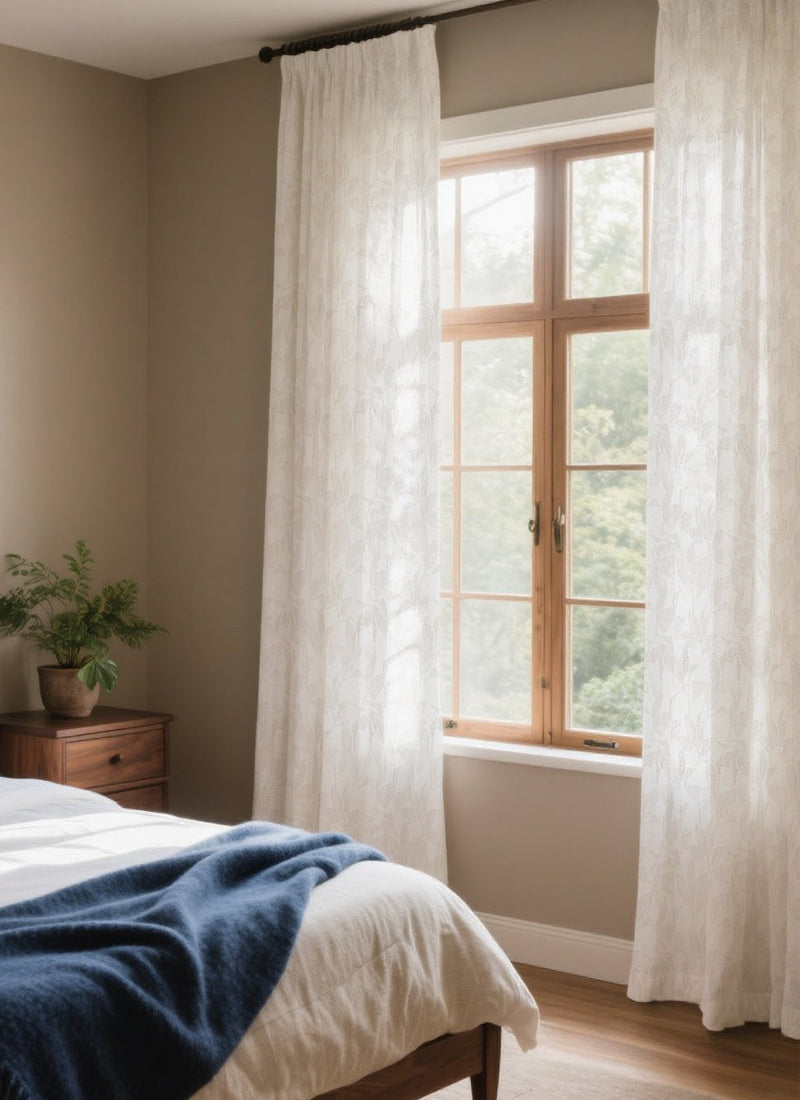 Nature-Inspired Whispering Leaf Sheer Curtains-allowing natural light to softly cascade through, enhancing the elegance of any room.