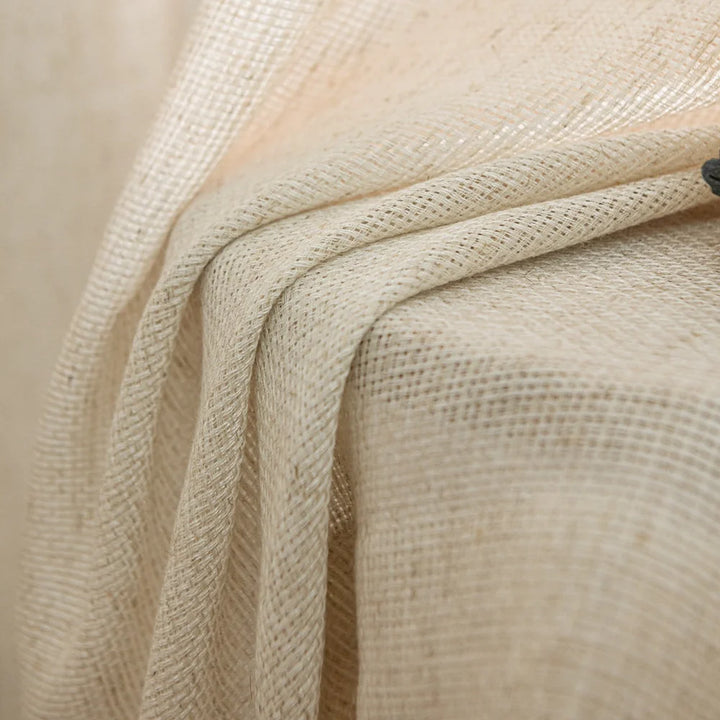 Seren Natural Small Plaid Linen Drape Curtains