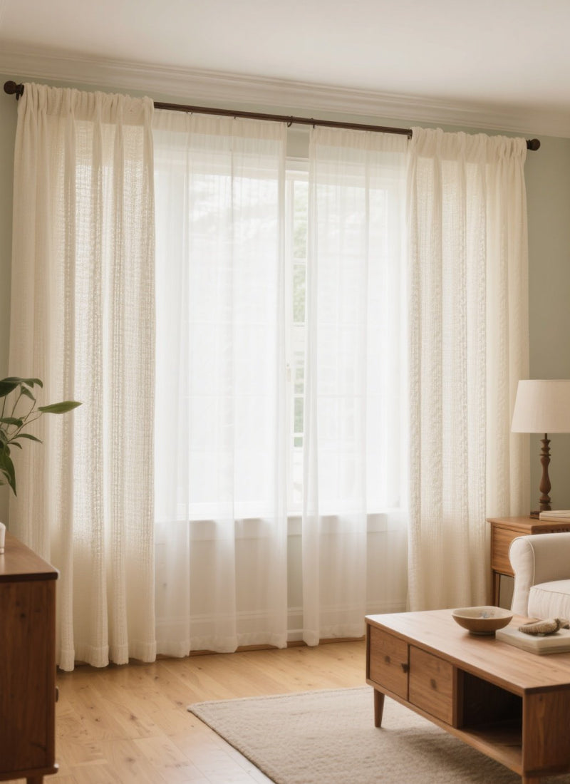 ‌Rustic Linen Sheers with Earthy Elegance