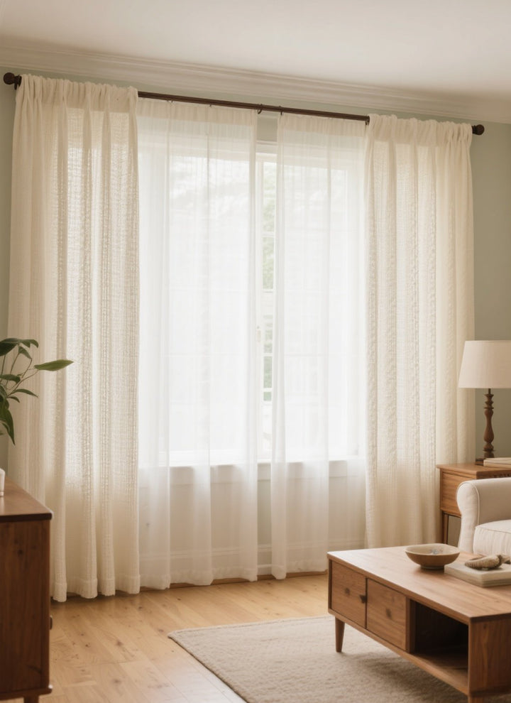 ‌Rustic Linen Sheers with Earthy Elegance