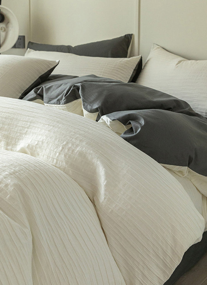 Pure Comfort Healing Cotton Bed Set – Airy Bubble Gauze & Waffle Texture for Luxury Homes & Resorts