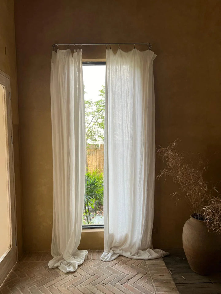 Pure Luxury with French Imported 100% Linen Curtains in Crisp White