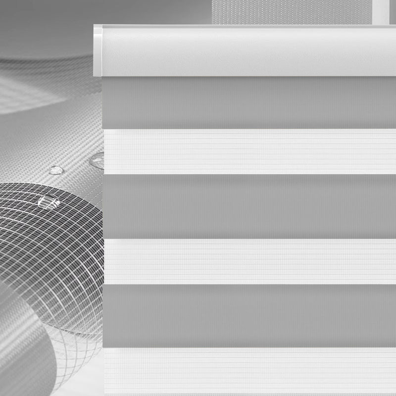 Close-up of modern striped blackout curtain fabric with water-resistant texture