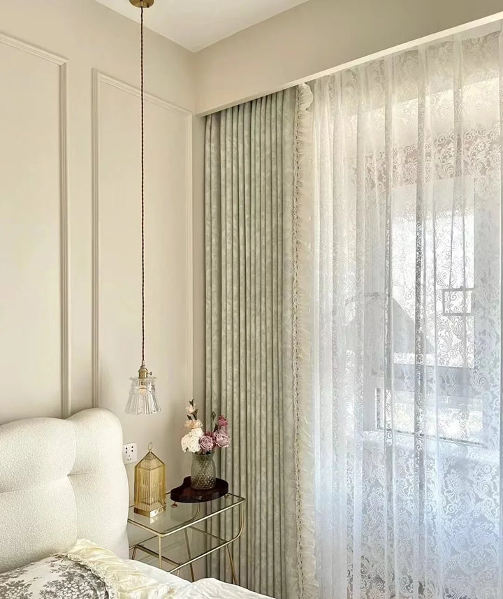 French Retro Chenille Blackout Curtains-2024 Fashion Downton Abbey Lace Fabric