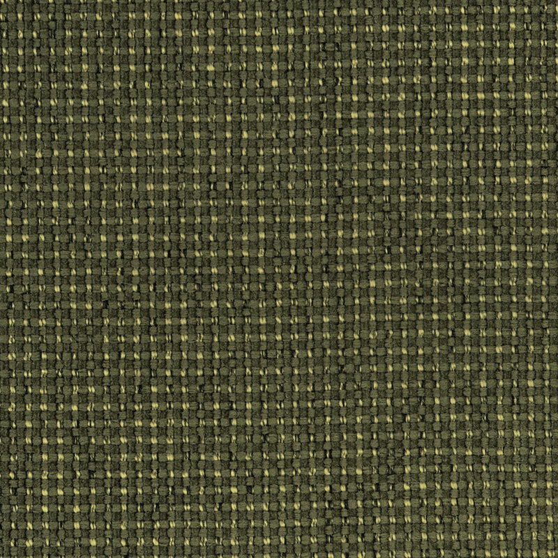 Olive green blackout curtain fabric with textured woven grid pattern