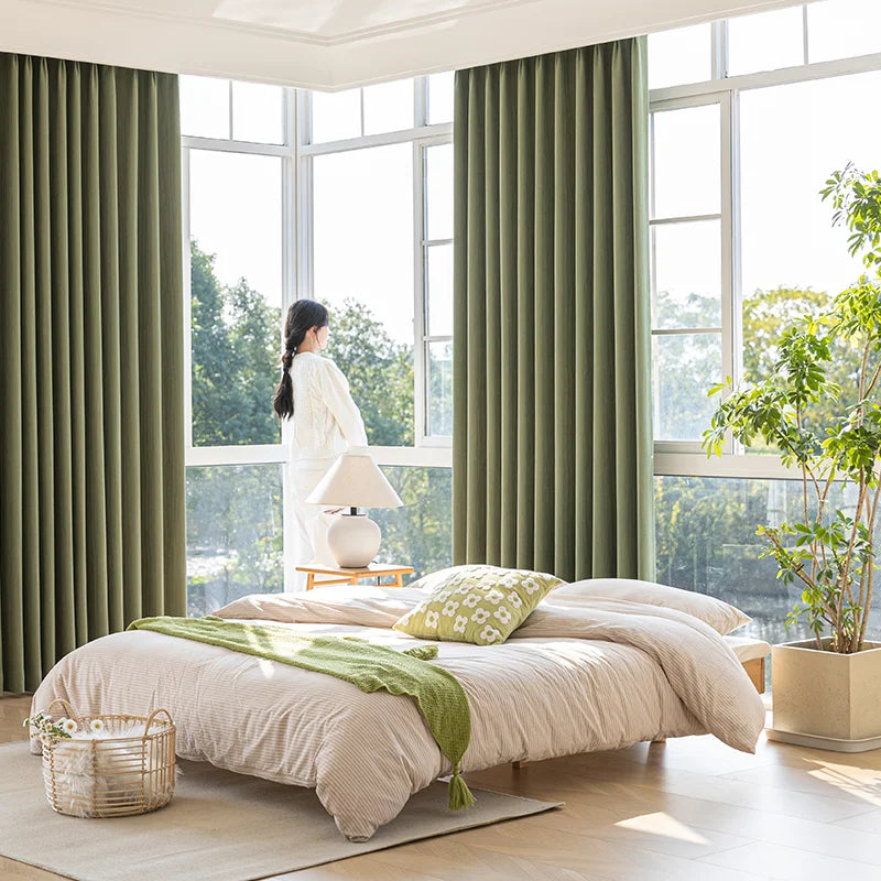 Superior Sense Bark Pressed Wrinkle, Super Soft Chenille Curtains