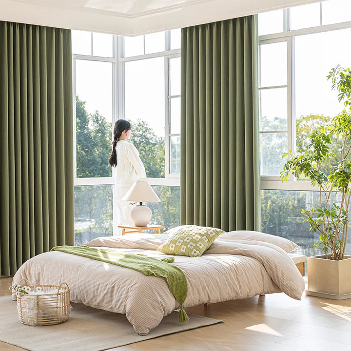 Superior Sense Bark Pressed Wrinkle, Super Soft Chenille Curtains