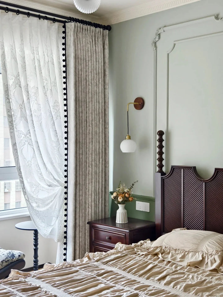 French Retro Chenille Blackout Curtains-2024 Fashion Downton Abbey Lace Fabric