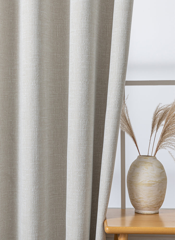 Linen 100% Blackout Curtains for Bedroom Full Light Blocking Curtains, Chenille Window Curtain for Living Room with Hooks(2 Panels, Anthracite Gray)