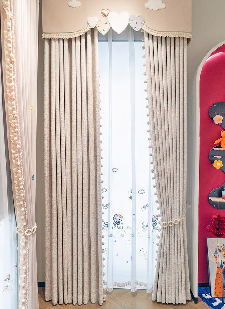‌Dreamy Pink Bubble Wonderland Curtains for Girls' Room