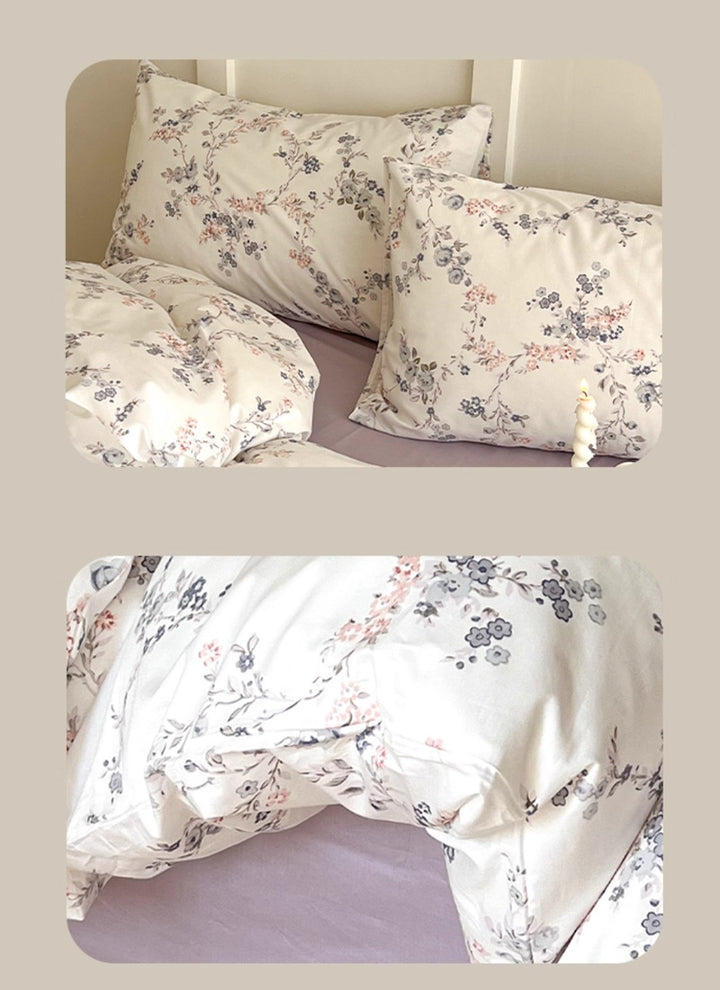 Premium British Cotton Luxury Bedding Ensemble with Contemporary Floral Embroidery & Artistic Brushstroke Design