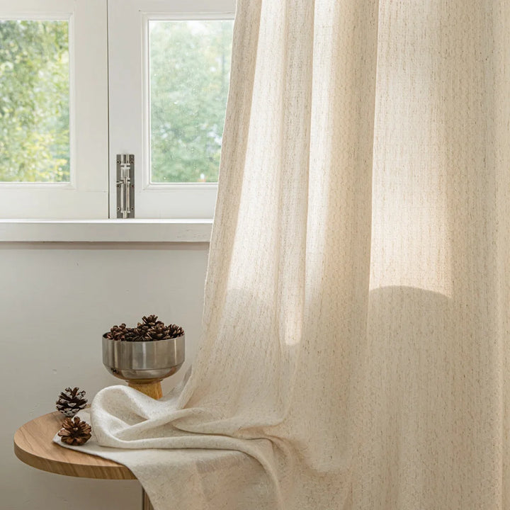 Flora-Lin Luxury Rhombus Texture Linen Curtains
