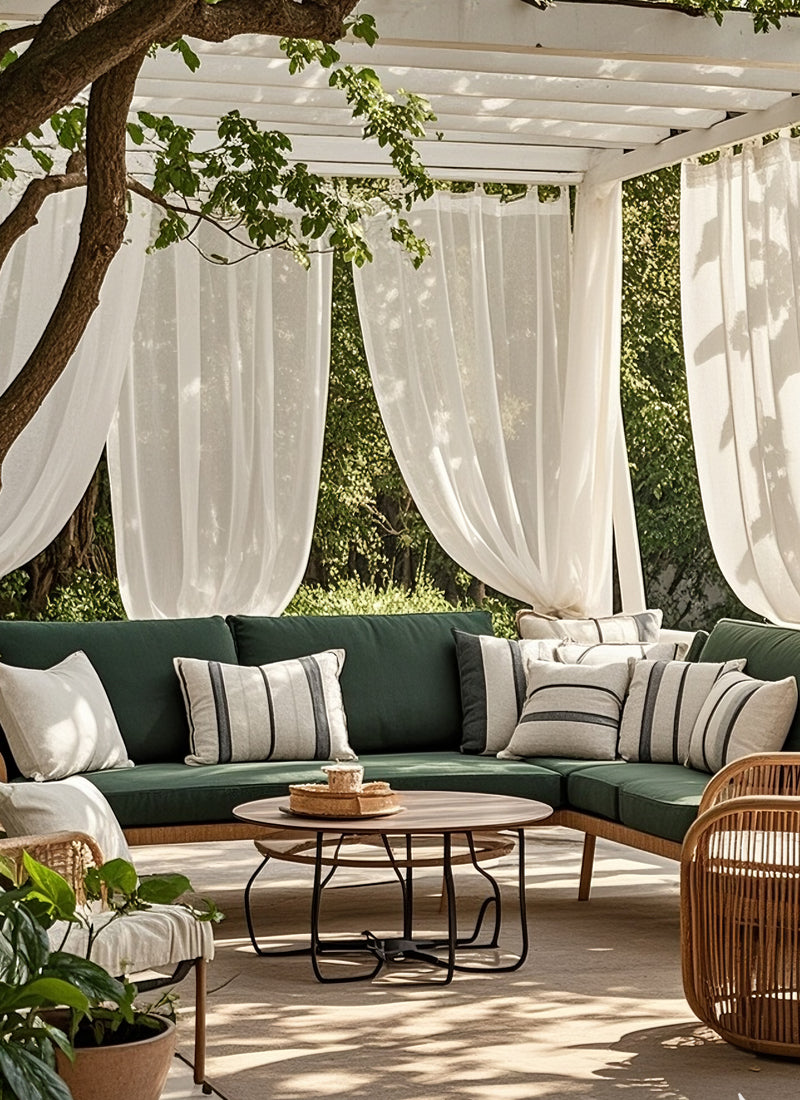 High-Quality Black-Trimmed Linen Drapes for Living Room