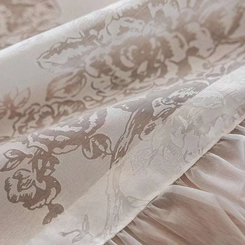 French Romantic Rose Cutout Pattern Gauze Curtain