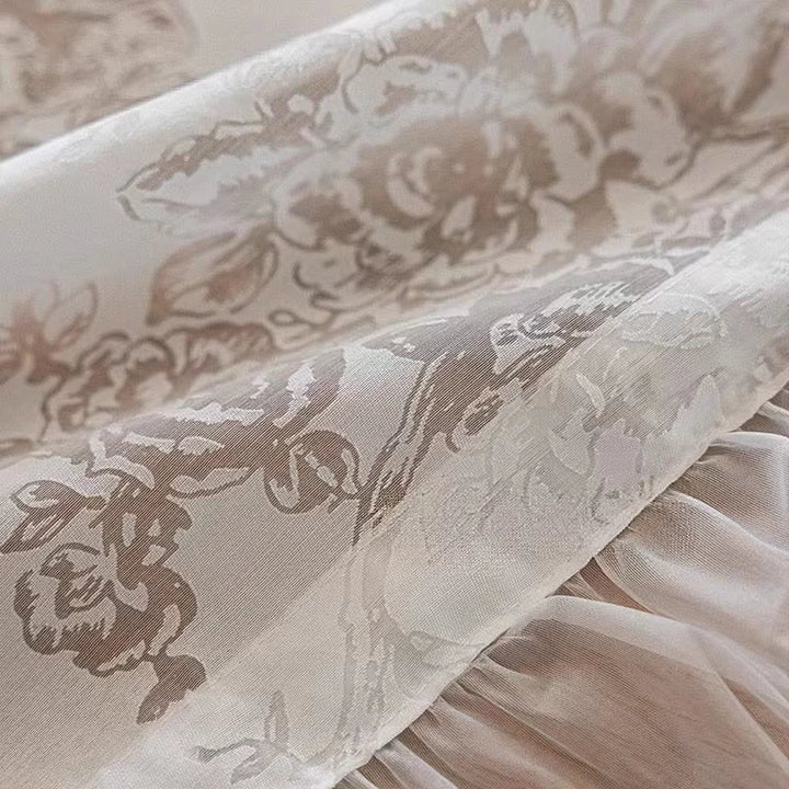 French Romantic Rose Cutout Pattern Gauze Curtain