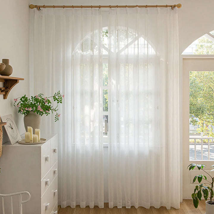 Gauzy Snowflake White Sheer Curtains
