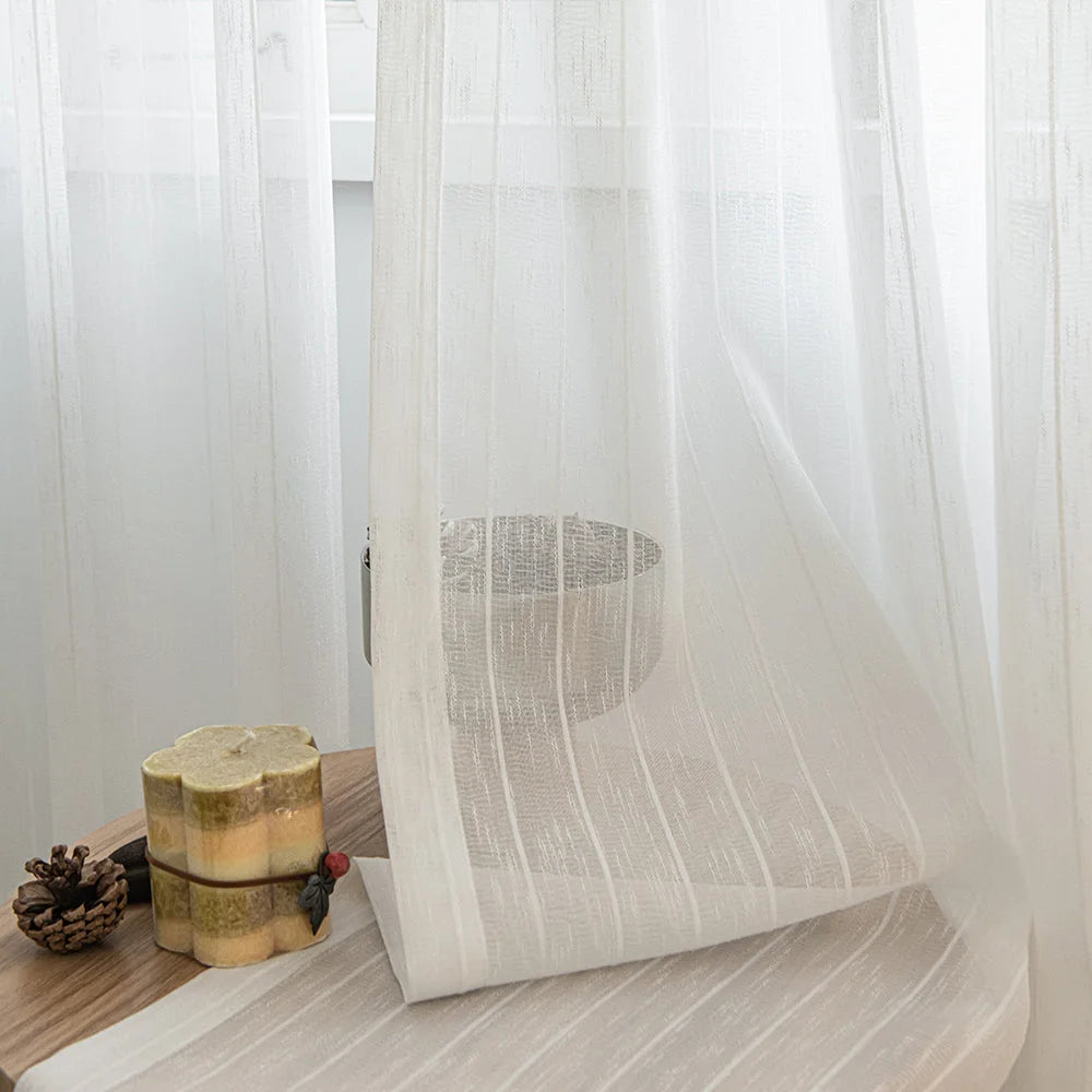 Gauzy Snowflake White Sheer Curtains